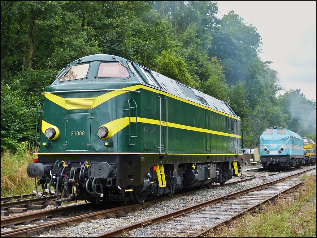 . The HLD 211.006 (6406) taken in the station Dorinne-Durnal on the heritage railway track Le Chemin de Fer du Bocq on August 17th, 2013.