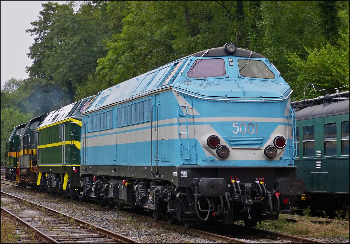 . The HLD 5001 (former 5117) photographed in the station Dorinne-Durnal on the heritage railway track Le Chemin de Fer du Bocq on August 17th, 2013.