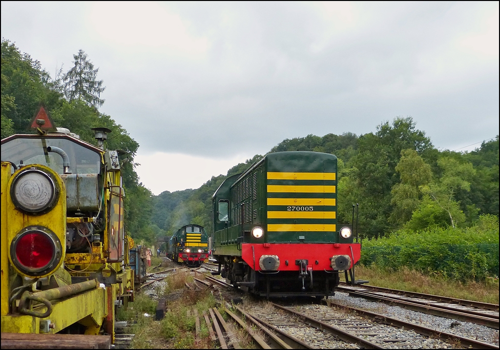 . The HLR 270.005 (7005) pictured in the station Dorinne-Durnal on the heritage railway track Le Chemin de Fer du Bocq on August 17th, 2013.