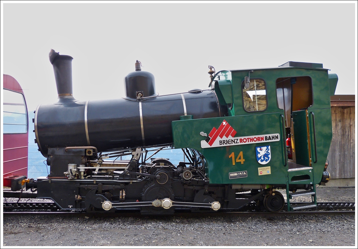 . The light oil fired BRB engine N 14 photographed in Rothorn Kulm on September 28th, 2013.