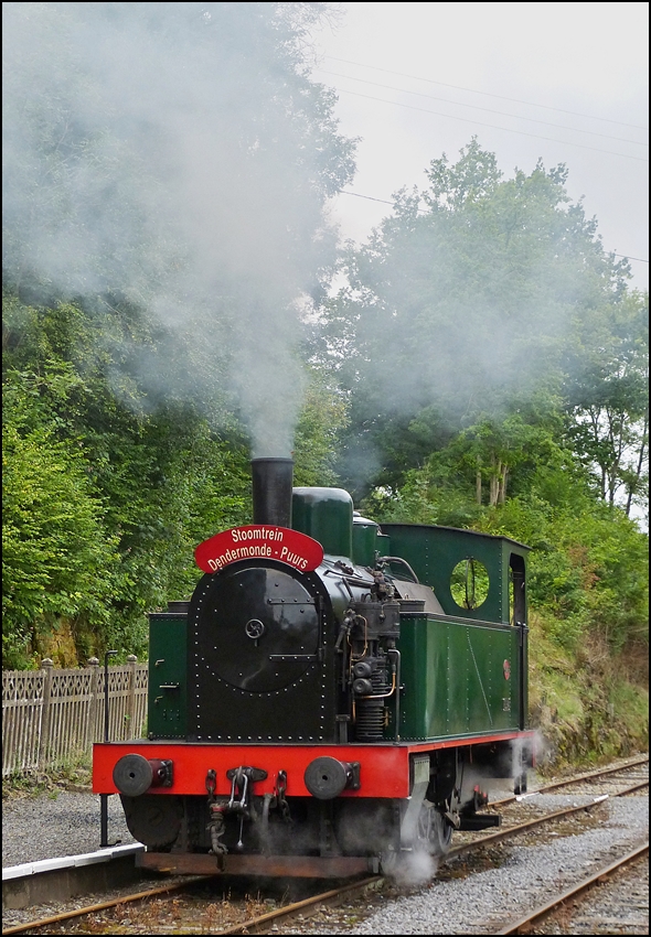 . The little steamer Tubize 2069  Helena  (built in 1927) taken in the station Dorinne-Durnal on the heritage railway track Le Chemin de Fer du Bocq on August 17th, 2013.