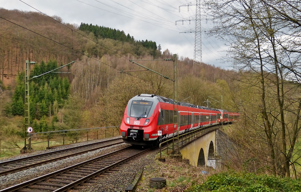 . The RE 9 (Rhein-Sieg-Express) Siegen Hbf - Aachen Hbf photographed near Scheuerfeld/Sieg on March 22nd, 2014.