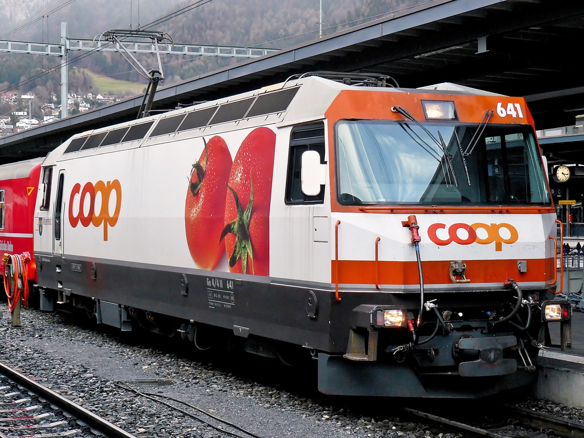 . The RhB Ge 4/4 III 641 pictured in Chur on December 25th, 2009.