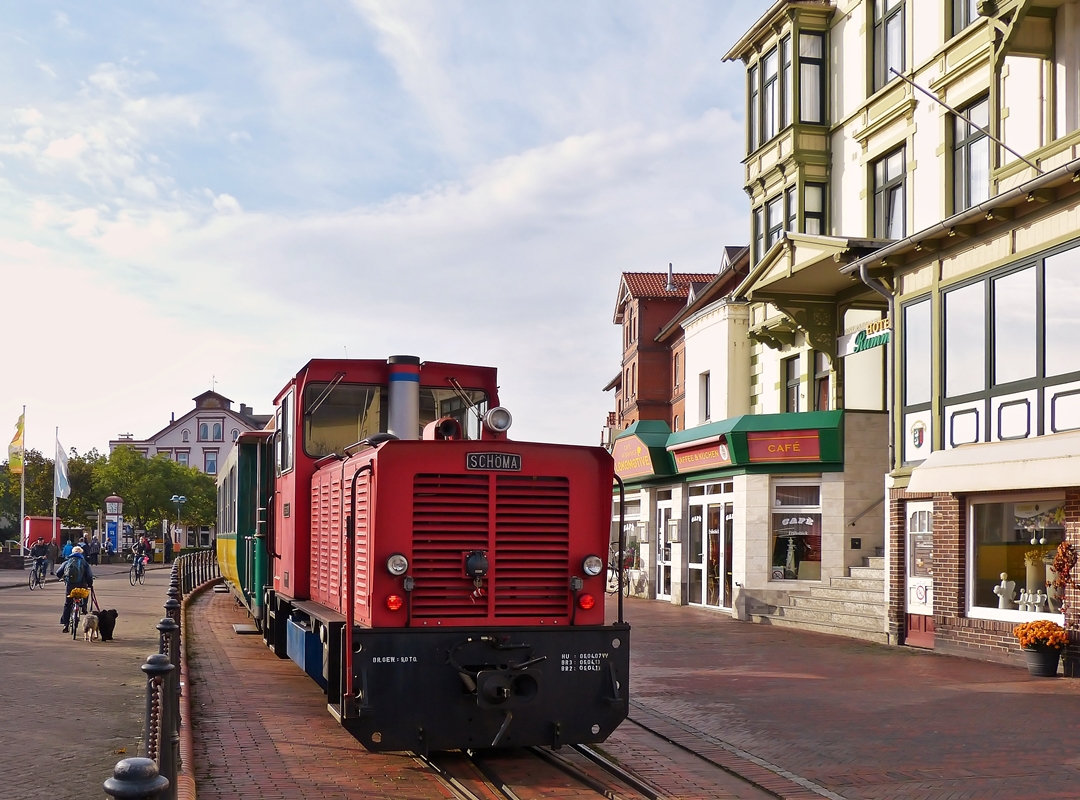 . The Schöma Diesel engine  Berlin  photographed in the station of Borkum (Nordseebad) on October 8th, 2014.
