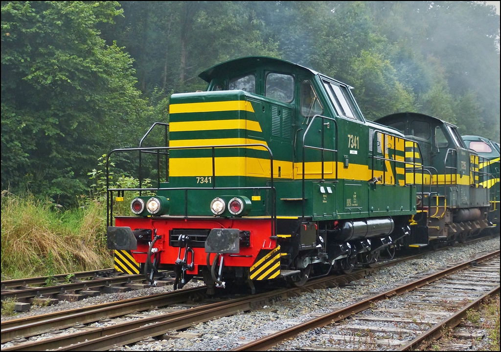 . The shunter engine HLR 7341 pictured in the station Dorinne-Durnal on the heritage railway track Le Chemin de Fer du Bocq on August 17th, 2013.