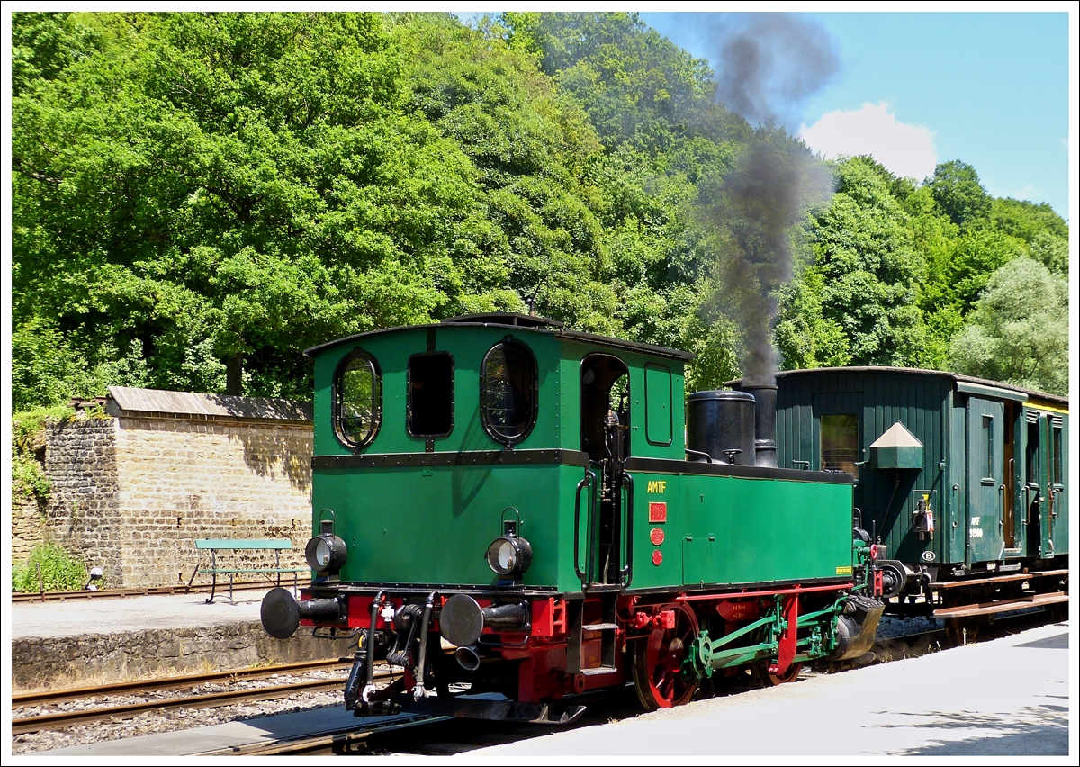 . The steam locomotive N° 8 (ADI 8) of the heritage railway Train 1900 photographed in Fond de Gras on June 16th, 2013. ARBED Differdange was the former owner of this eingine of the type B2 nt, built by HANOMAG in 1900.