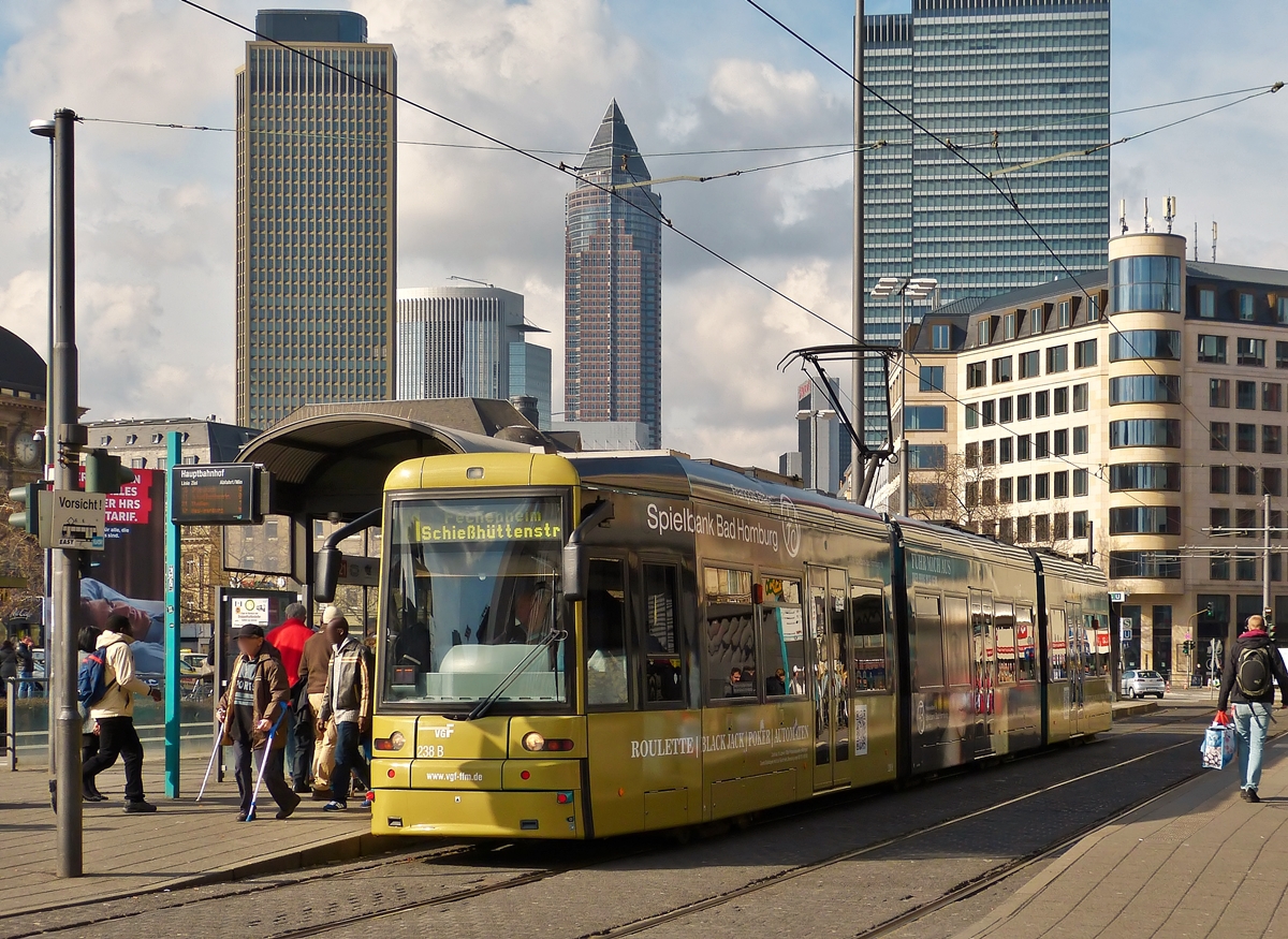 . Tram N 238 taken at the stop Hauptbahnhof in Franfurt am Main on February 28th, 2015.