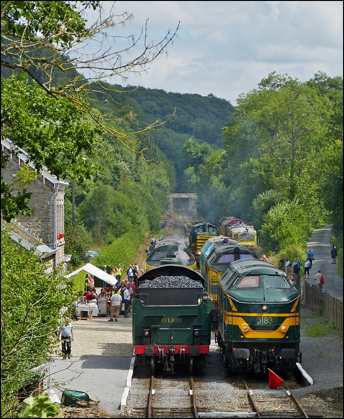 . View on the station Dorinne-Durnal on the heritage railway track Le Chemin de Fer du Bocq on August 17th, 2013.