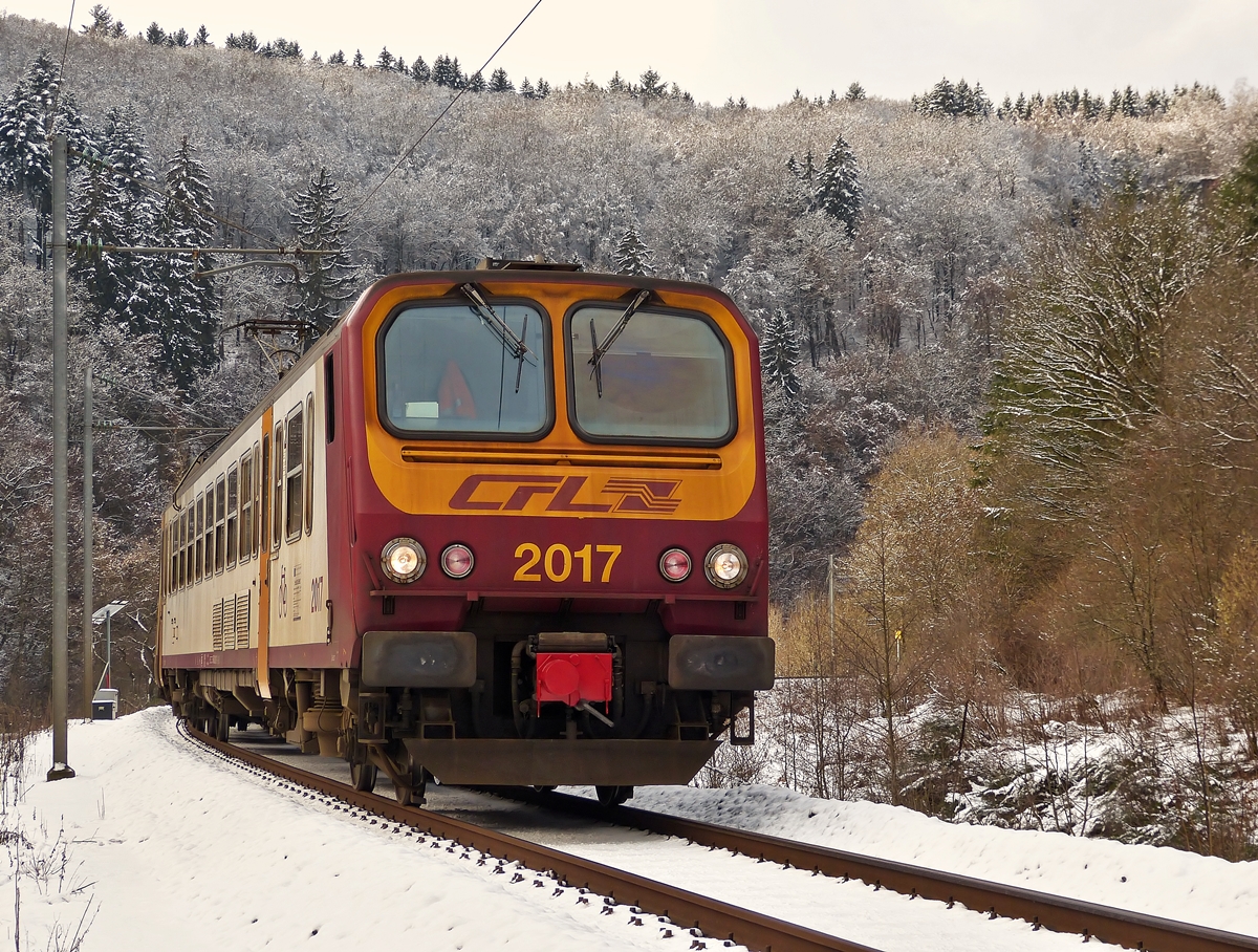 . Z 2017 as RB 1887 Wiltz - Kautenbach photographed near Merkholtz on January 31st, 2015.