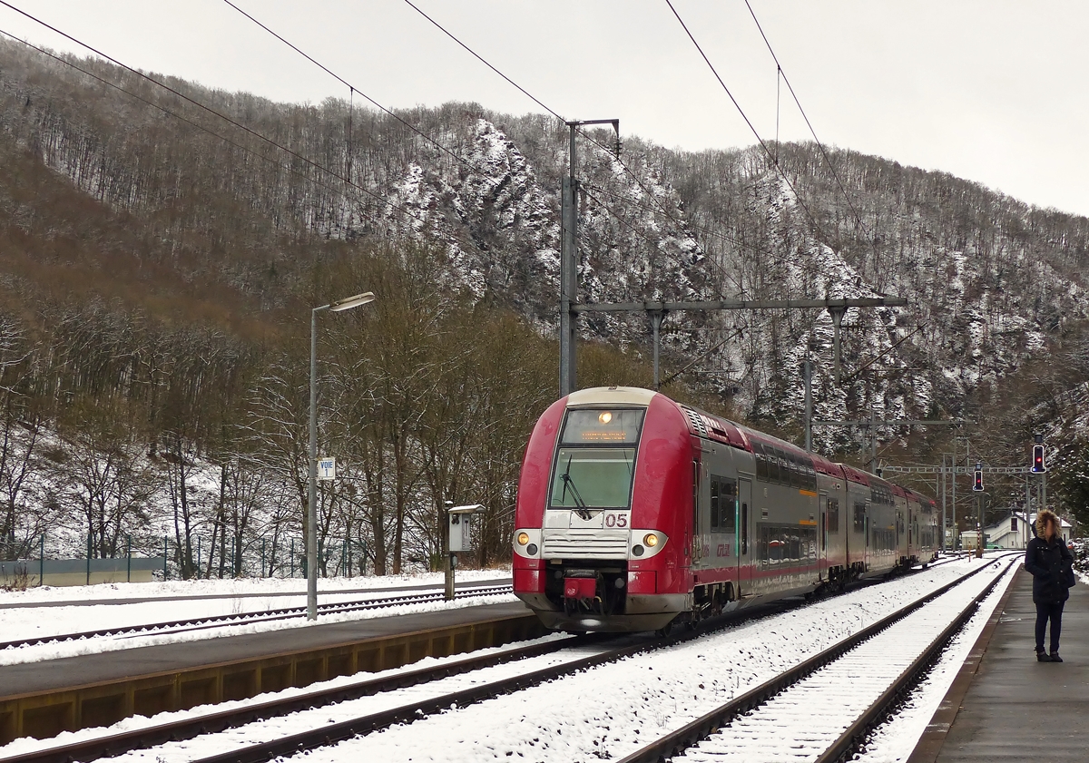 . Z 2205 as RE 3812 Luxembourg City - Troisvierges is arriving in Kautenbach on January 30th, 2015.