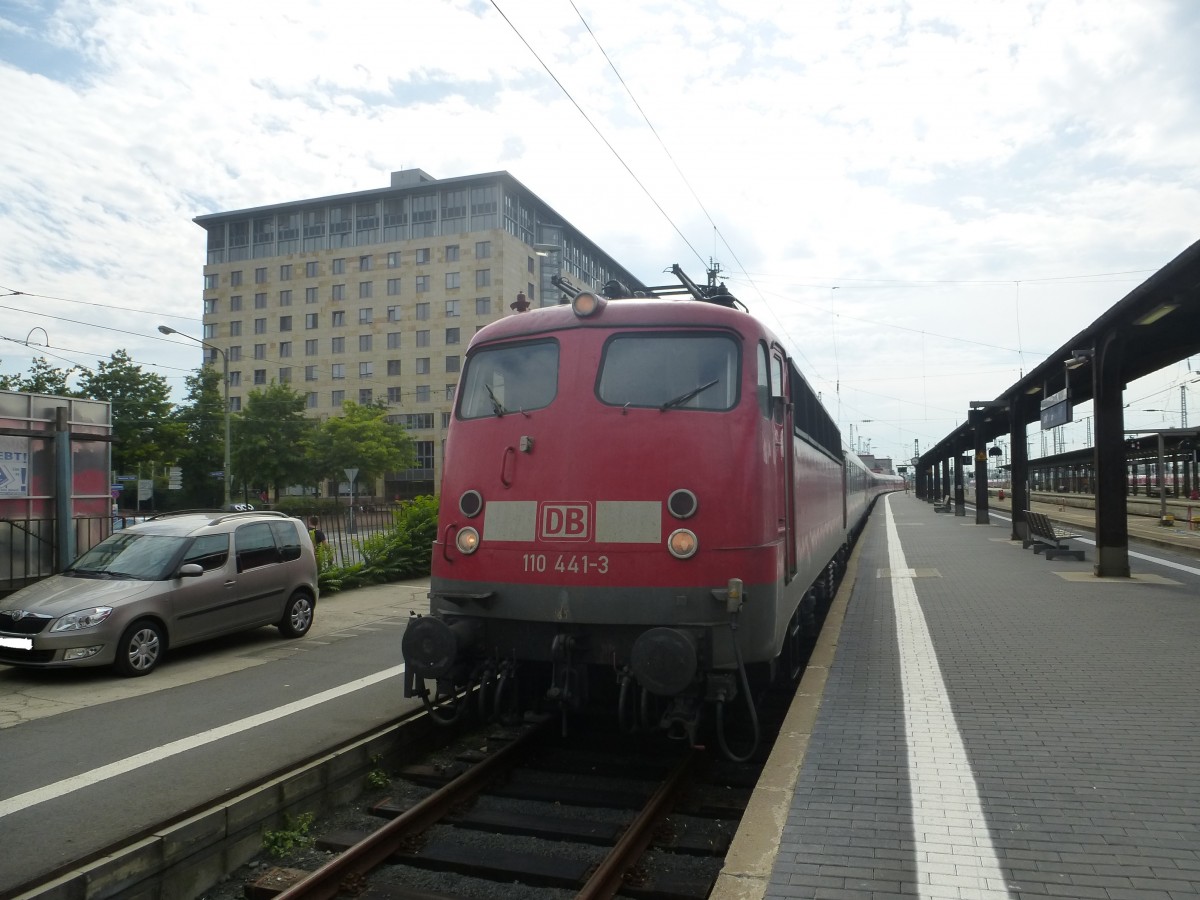 110 441-3 is standing in Frankfurt(Main) central station on August 23rd 2013.