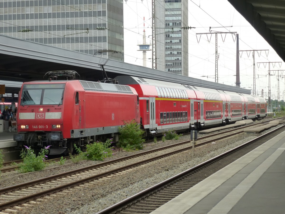 146 001-3 is standing in Essen main station on August 20th 2013.