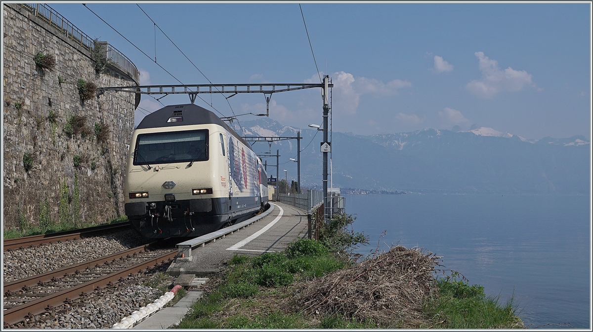 175 years switzerland railway - and here the Re 460 019 for the Jubilee. The SBB Re 460 019 with th IR 1720 by St Saphorin. 

25. März 2022