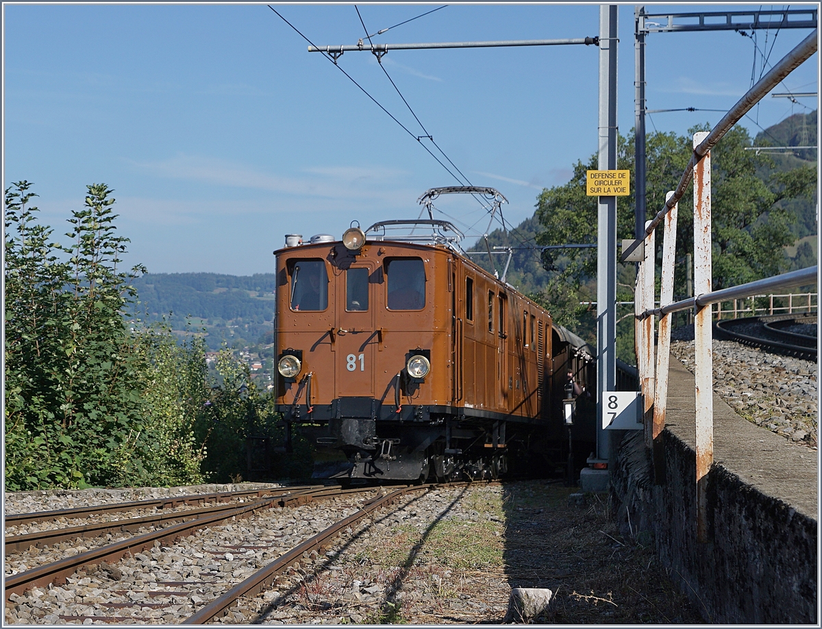 50 years Blonay -Chamby Railway - Mega Bernina Festival (MBF): The Ge 4/4 81 in Chamby.
08.09.2018