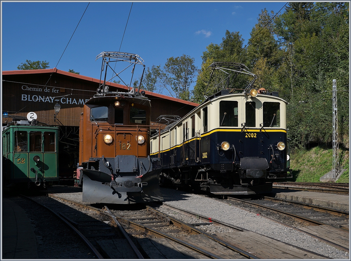 50 years Blonay -Chamby Railway - Mega Bernina Festival (MBF): RhB Ge 4/4 182 and MOB FZe 6/6 in Chaulin.
09.09.2018