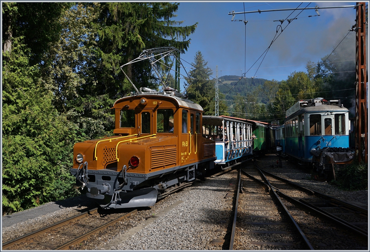 50 years Blonay -Chamby Railway - Mega Bernina Festival (MBF): The RhB Ge 2/2  Asnin  in Chaulin.
08.09.2018
