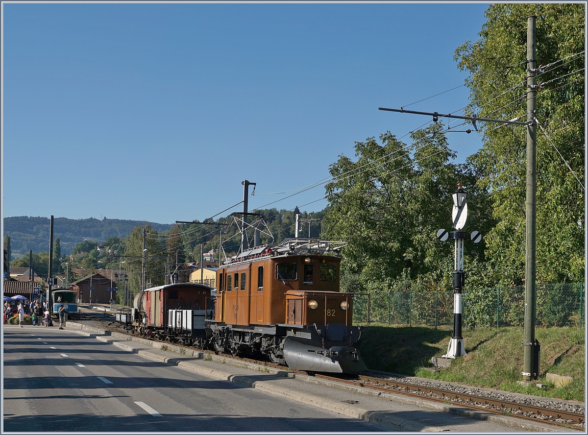 50 years Blonay -Chamby Railway - Mega Bernina Festival (MBF): The RhB Ge 4/4 182 with a Cargo Train by Blonay.
08.09.2018