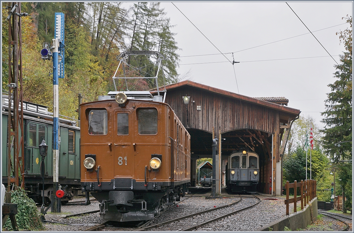 50 years Blonay -Chamby Railway - The last part: The Blonay Chamby Railways Bernina Bahn Ge 4/4 81 (ex RhB Ge 4/4 181) in Chaulin.
28.10.2018