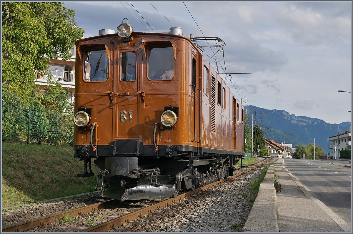 50 years Blonay -Chamby Railway - Mega Bernina Festival (MBF): The RhB BB Ge 4/4 81 in Blonay.
09.09.2018