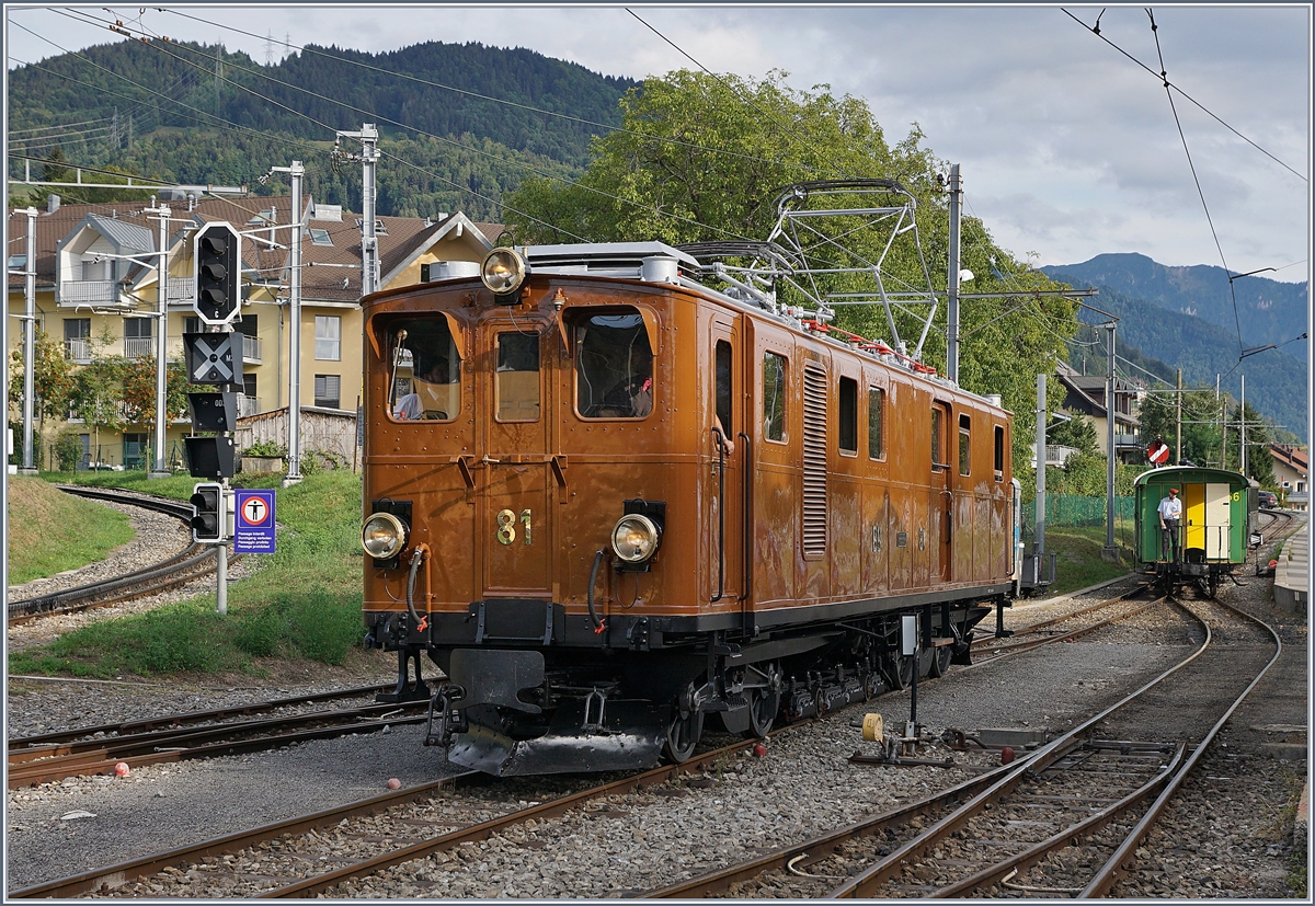 50 years Blonay -Chamby Railway - Mega Bernina Festival (MBF): The RhB BB Ge 4/4 81 in Blonay.
09.09.2018