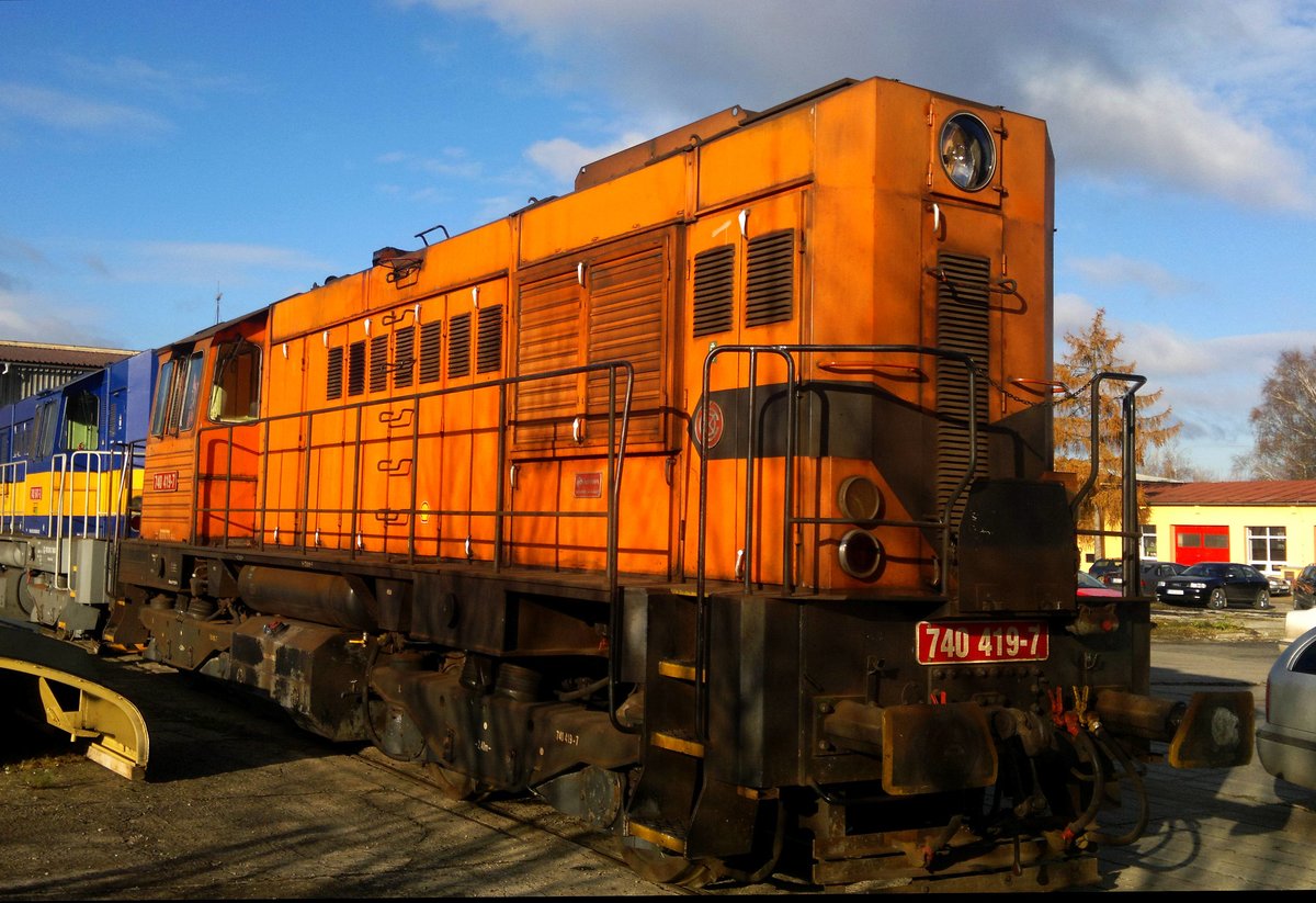 740 419-7 at the KDS Kladno in 28.11.2016. Privat company Kovošrot Praha.