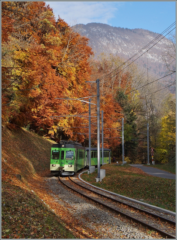 A ASD local train to les Diablerets between Aigle and Verchiez. 
04.11.2015