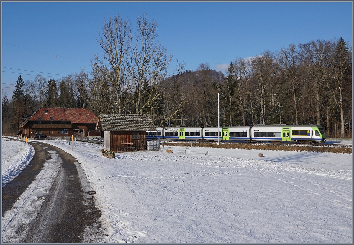 A BLS RABe 525 NINA near Lützelflüh-Goldbach. 06.01.2017