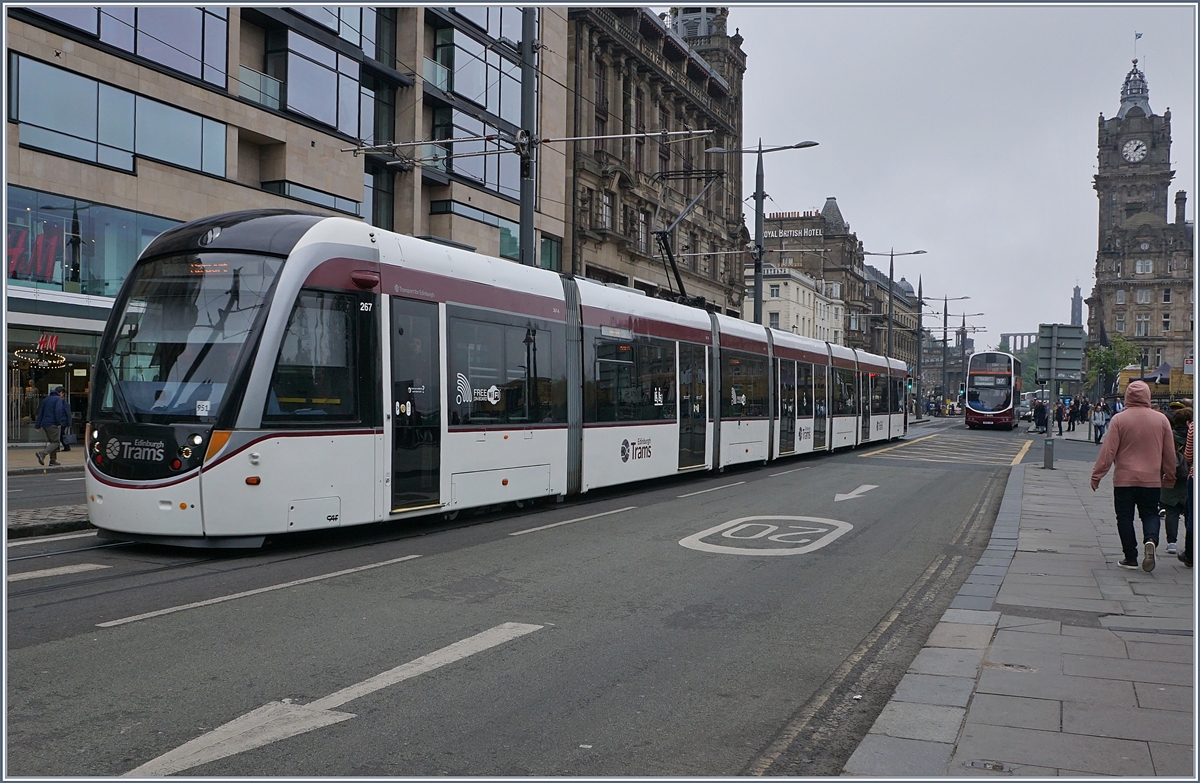 A Edinbrugh tram in the Princes Street. 02.05.2017