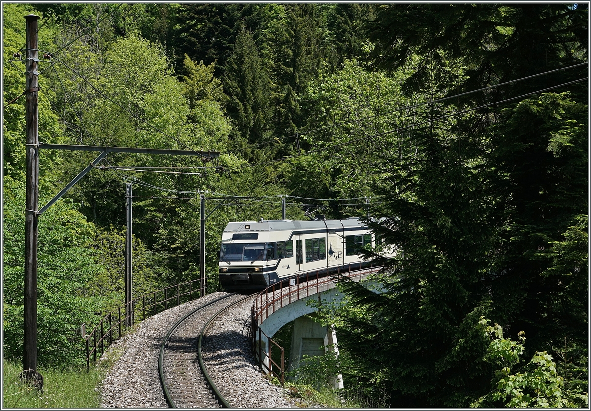 A GTW Be 2/6 from Les Avants to Montreux near Sendy Sollard.
25.05.2016