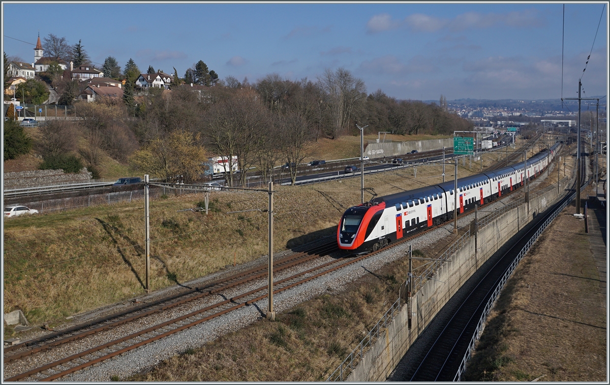 A IC 1 from St Gallen to Geneva Airport by Denges Echendens. 

04.02.2022