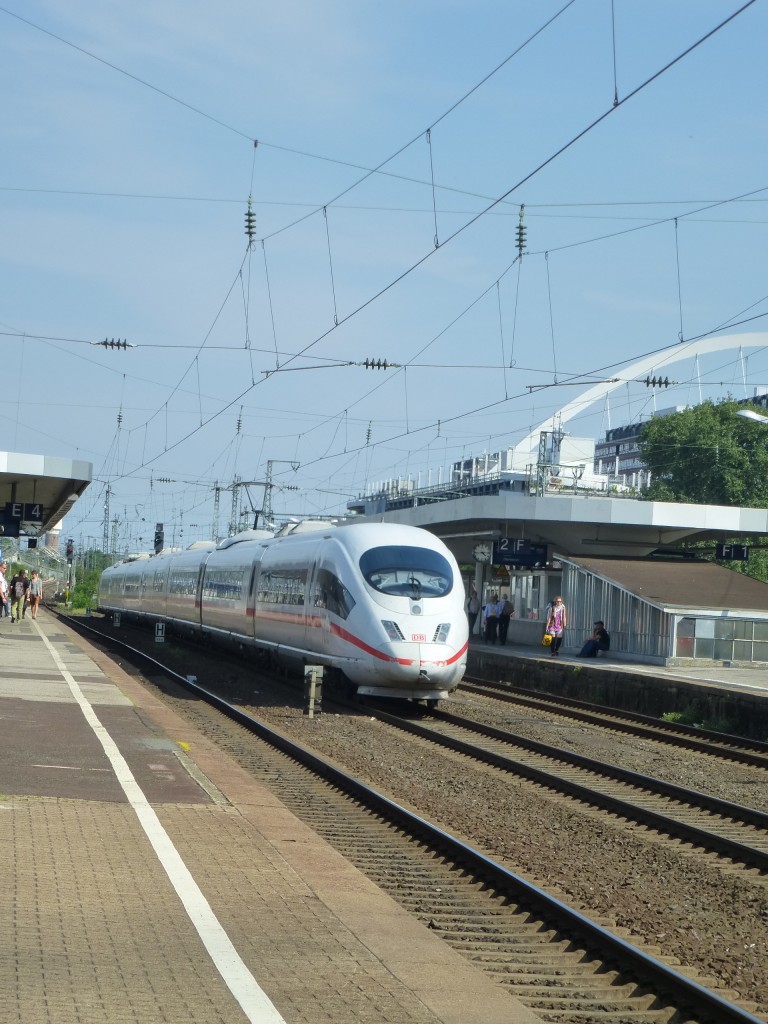 A ICE-3 is driving in Köln/Messe Deutz on August 21st 2013.