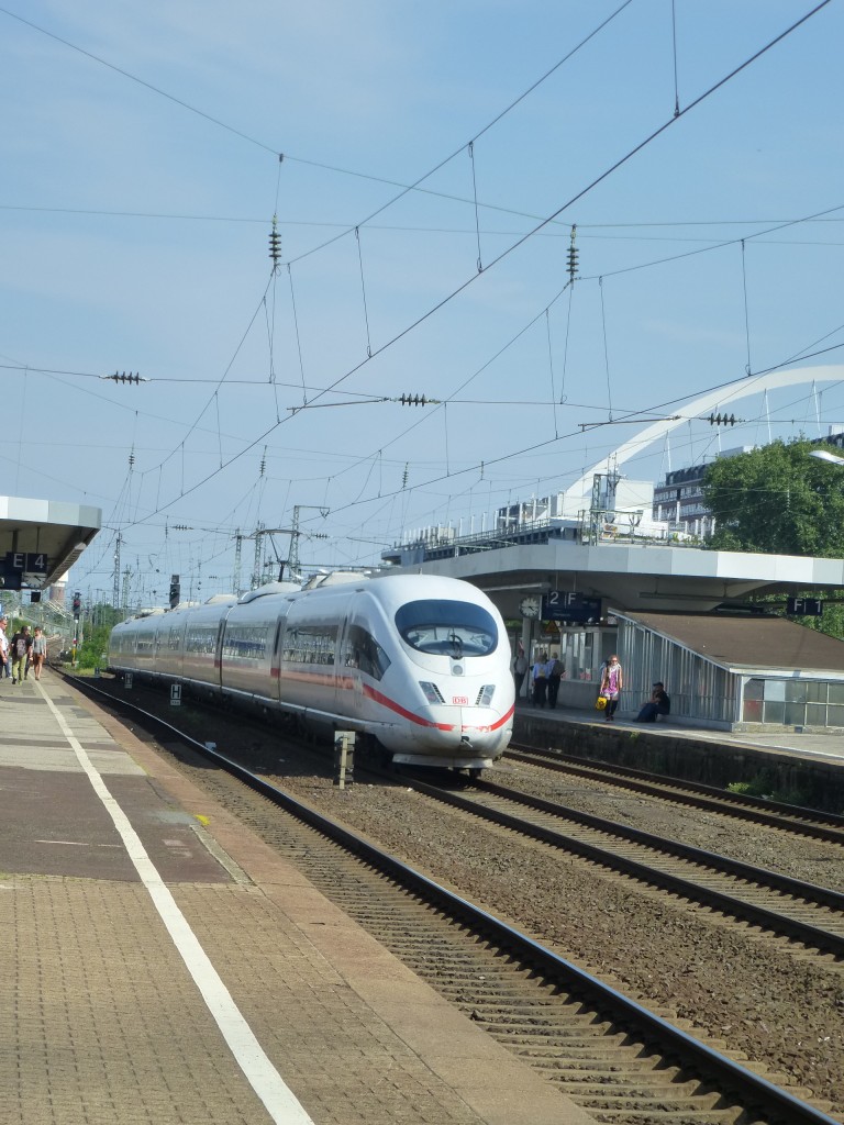 A ICE-3 is driving in Kln/Messe Deutz on August 21st 2013.