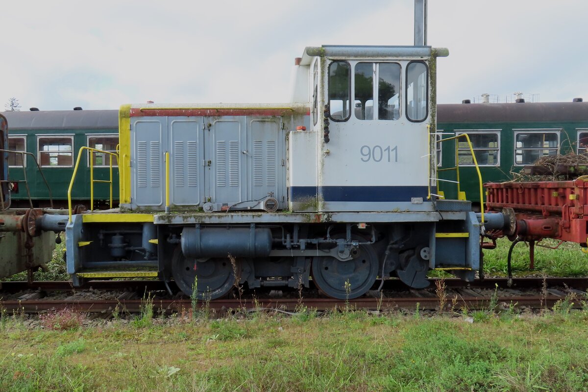 A little joke on the part of CFV3V, seen on 22 September 2023 at Mariembourg: Class 90 never had the latest NMBS/SNCB colours in grey with yellow and blue accents; neither did Class 91, but that ios no reason at all for CFV3V not to put 9011 in the latest national colours. 