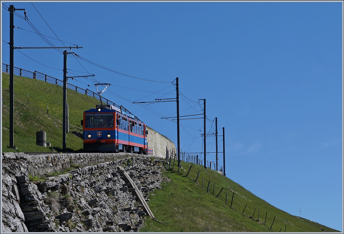 A MG Bhe 4/8 near the summit Station Generosa Vetta. 21.05.2017