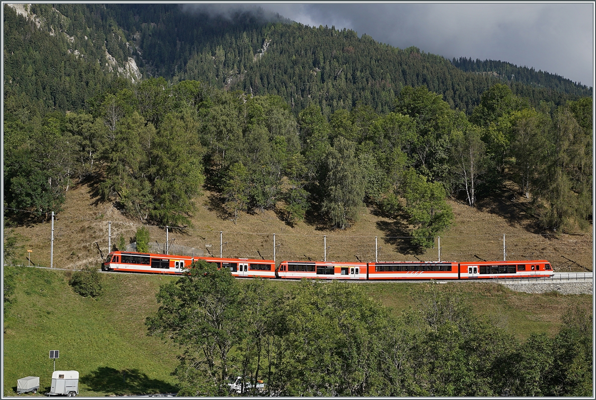 A MGB  Komet  is the local train 522 from Brig to Andermatt, here near Lax. 

30.09.2021
