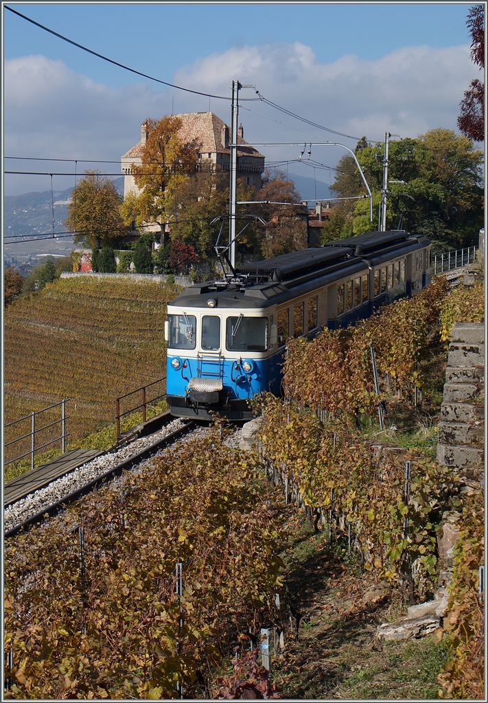 A MOB ABDe 8/8 by the castle of Chatelard in the vineyards.
23.10.2015
