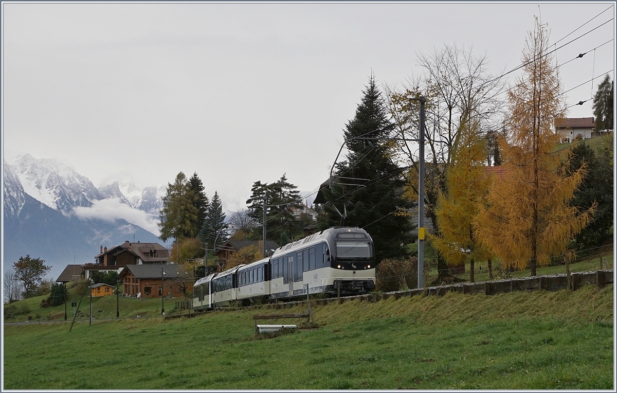 A MOB Alpina local train to Zweisimmen near Les Avants.

11.11.2017

