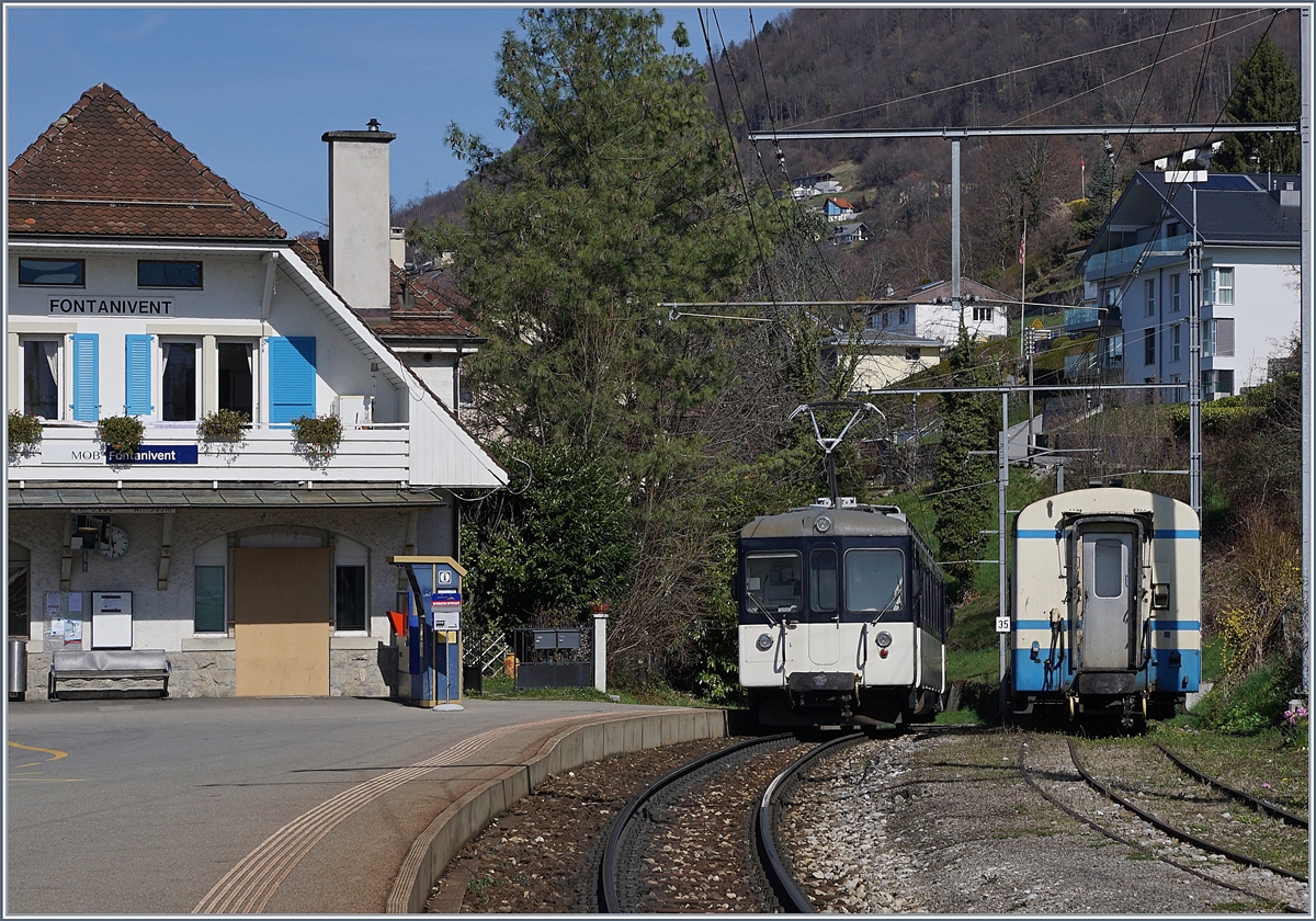 A MOB Be 4/4 (Bipperlisi) in Fontanivent on the way to Montreux. 

16.03.2020