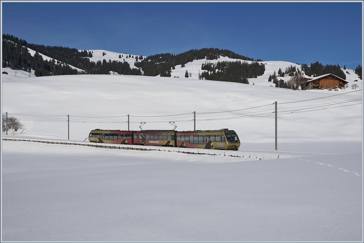 A MOB Be 4/4 (with Bt and ABt) near Schönried. 
06.02.2019