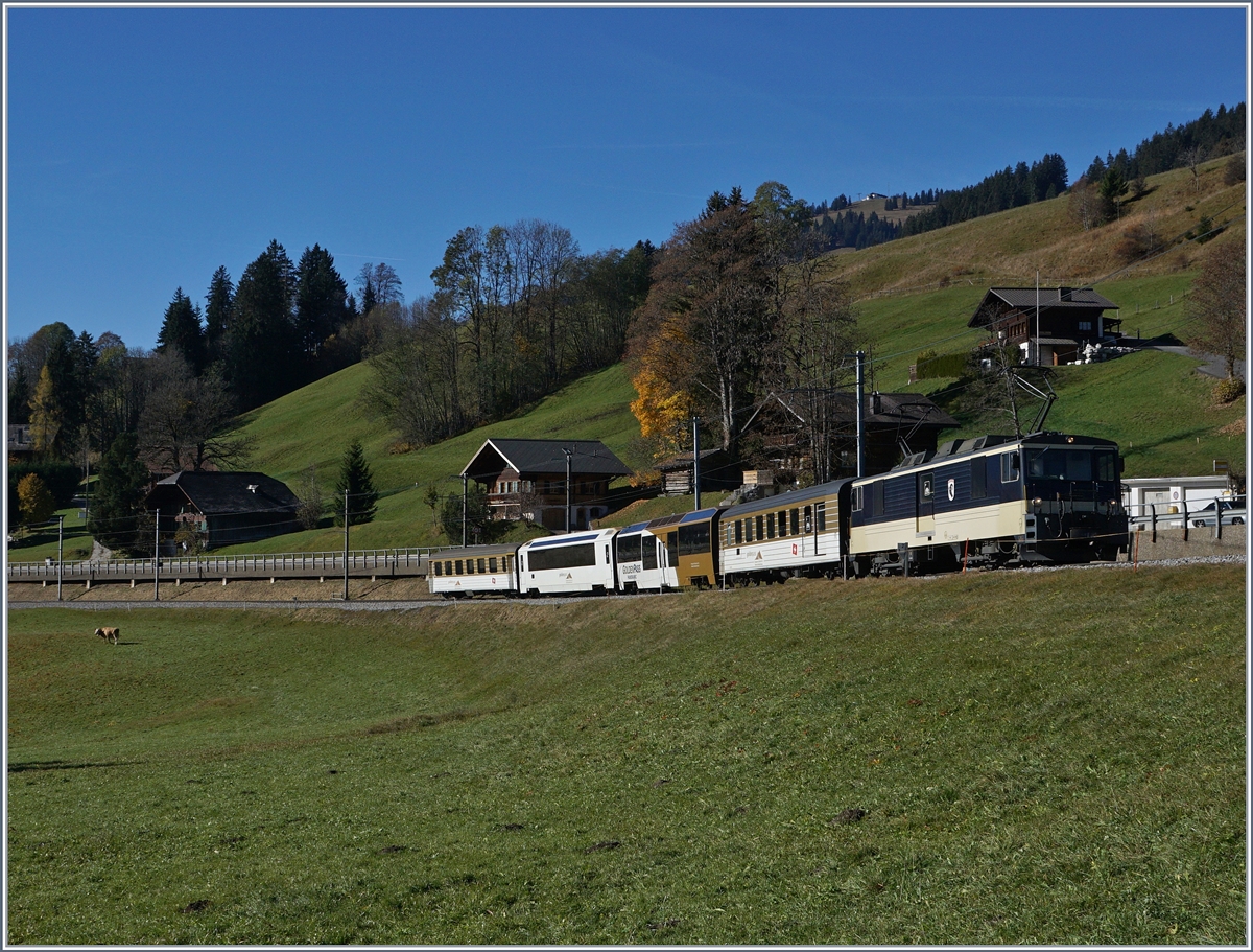 A MOB GDe 4/4 with an local Service from Montreux zu Zweisimmen between Schönried and Sannenmöser.
29.10.2016