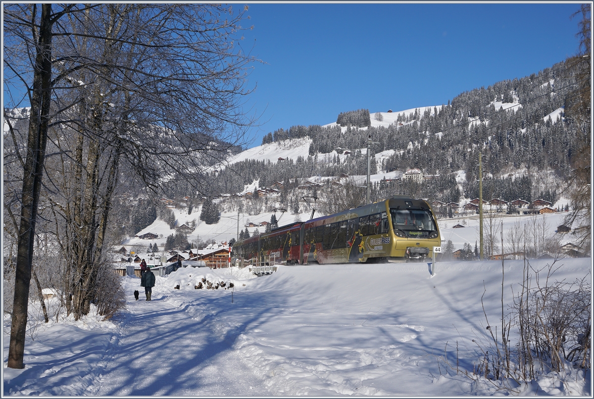 A MOB local train from Rougemont to Zweisimmen by Gstaad.
19.01.2017