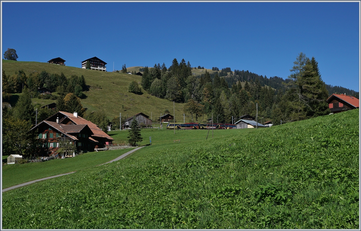 A MOB local train from Lenk im Simmental to Rougemont by Schönried.
30.09.2016