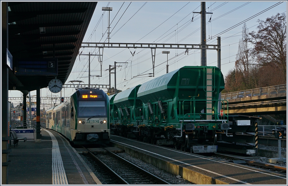 A new BAM Be 4/4  SURF  Local train in Morges.
22.02.2017