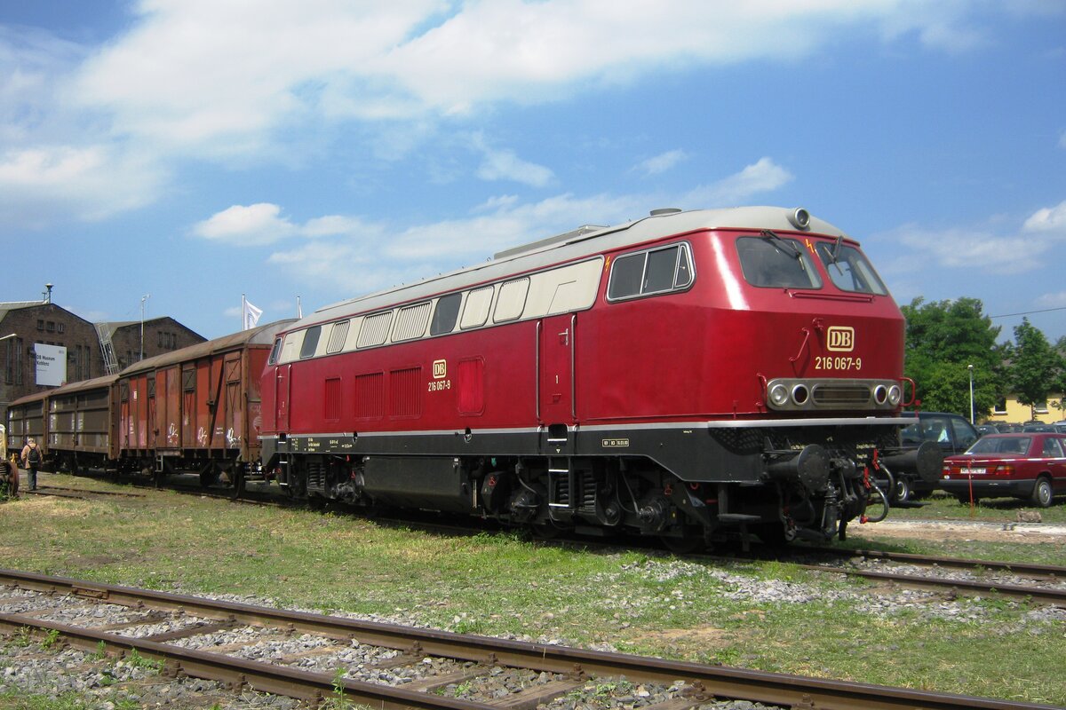 A quasi freight with 216 067 stands at the DB-Museum in Koblenz-Lützel on 2 June 2012.
