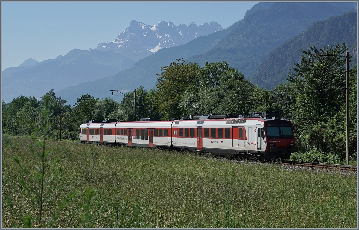 A RegioAlps RBDe 560 between Vouvry and St-Maurice on the way to Brig. 

01.07.2019