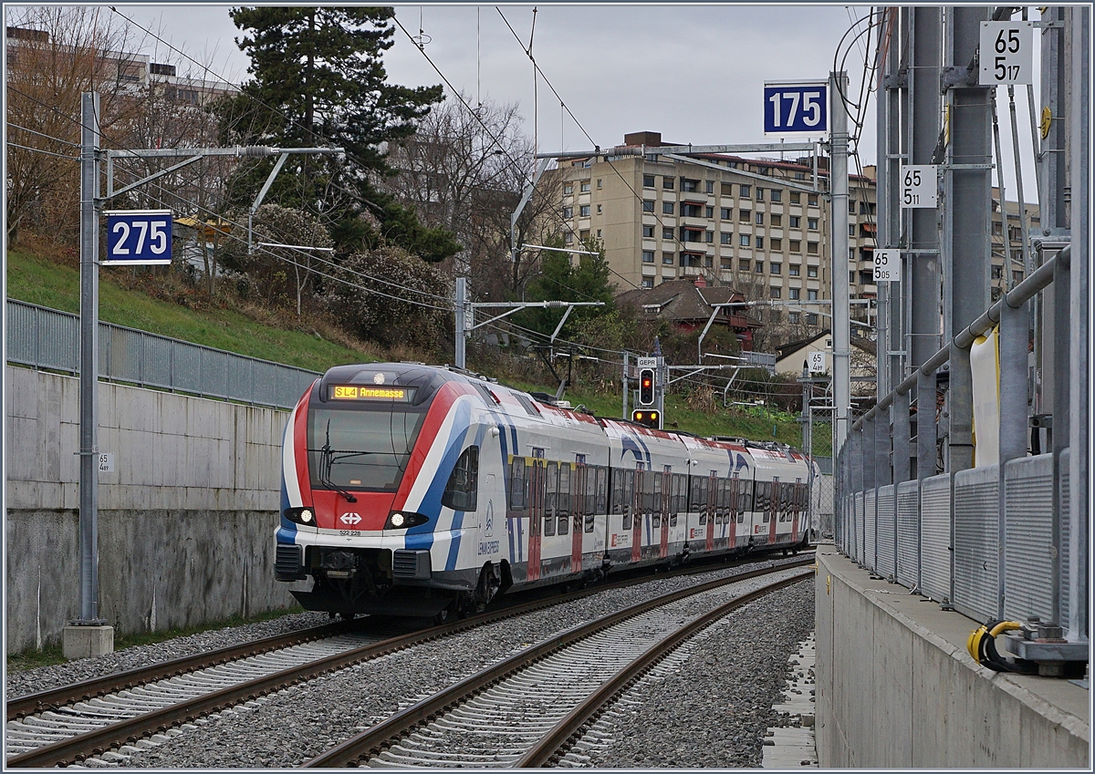 A SBB CFF RABe 522 LÉMAN EXPRESS service betwenn Lancy-Pont-Rouge and Lancy Bachet. 15.12.2019