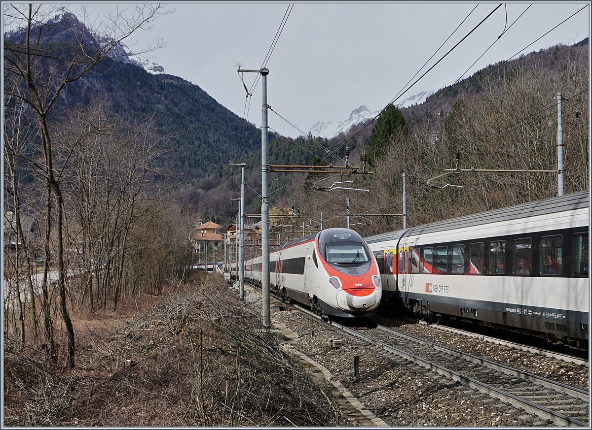 A SBB ETR 610 on the way to Basel by Varzo. 
01.03.2017