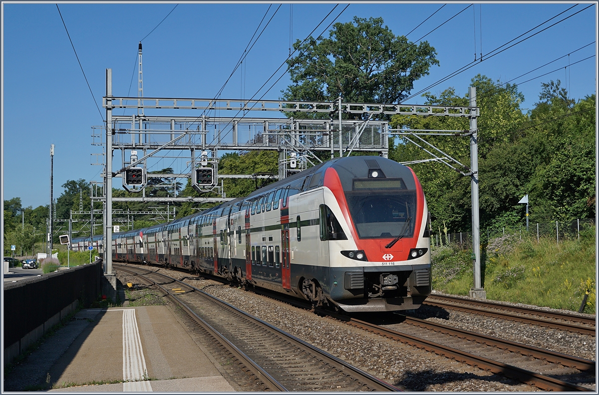 A SBB RABe 511 116 and an other one on the way to Geneva by Genthod-Bellevue.

19.06.2018