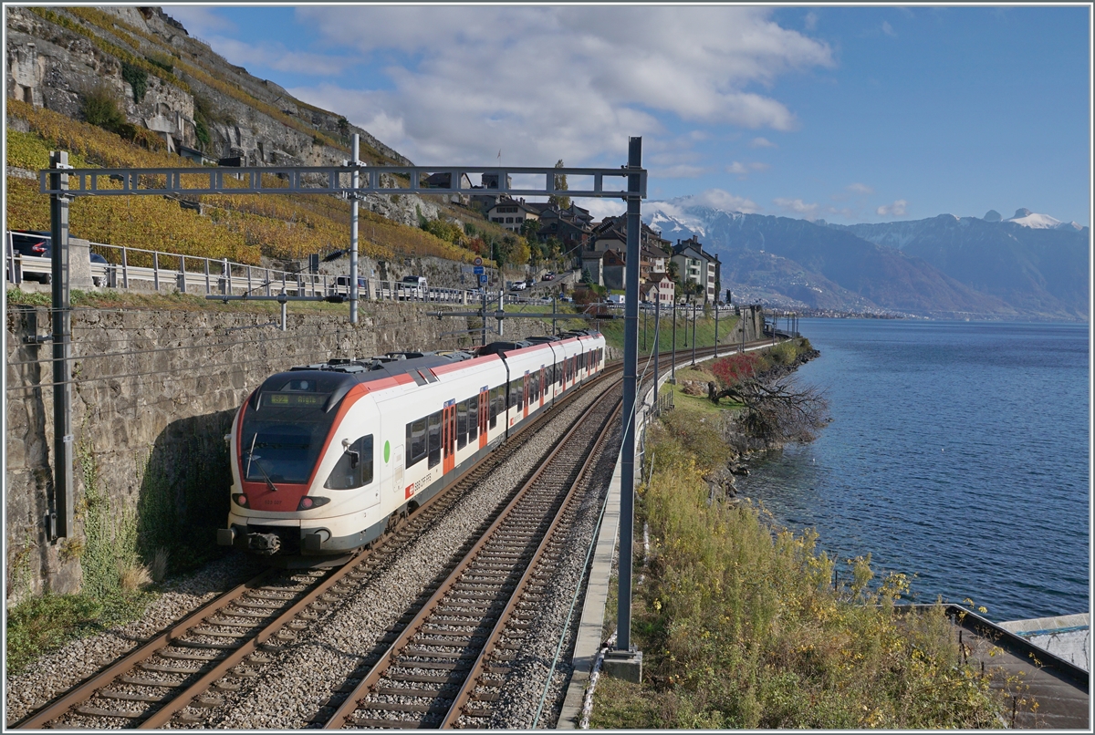 A SBB RABe 523 FLIRT on the way to Aigle by St Saphorin. 

05.11.2021