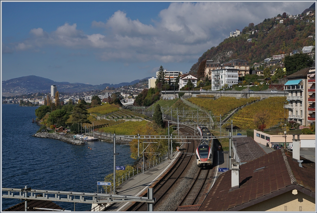 A SBB RABe 523 is arriving at Veytaux-Chillon.
03.11.2016